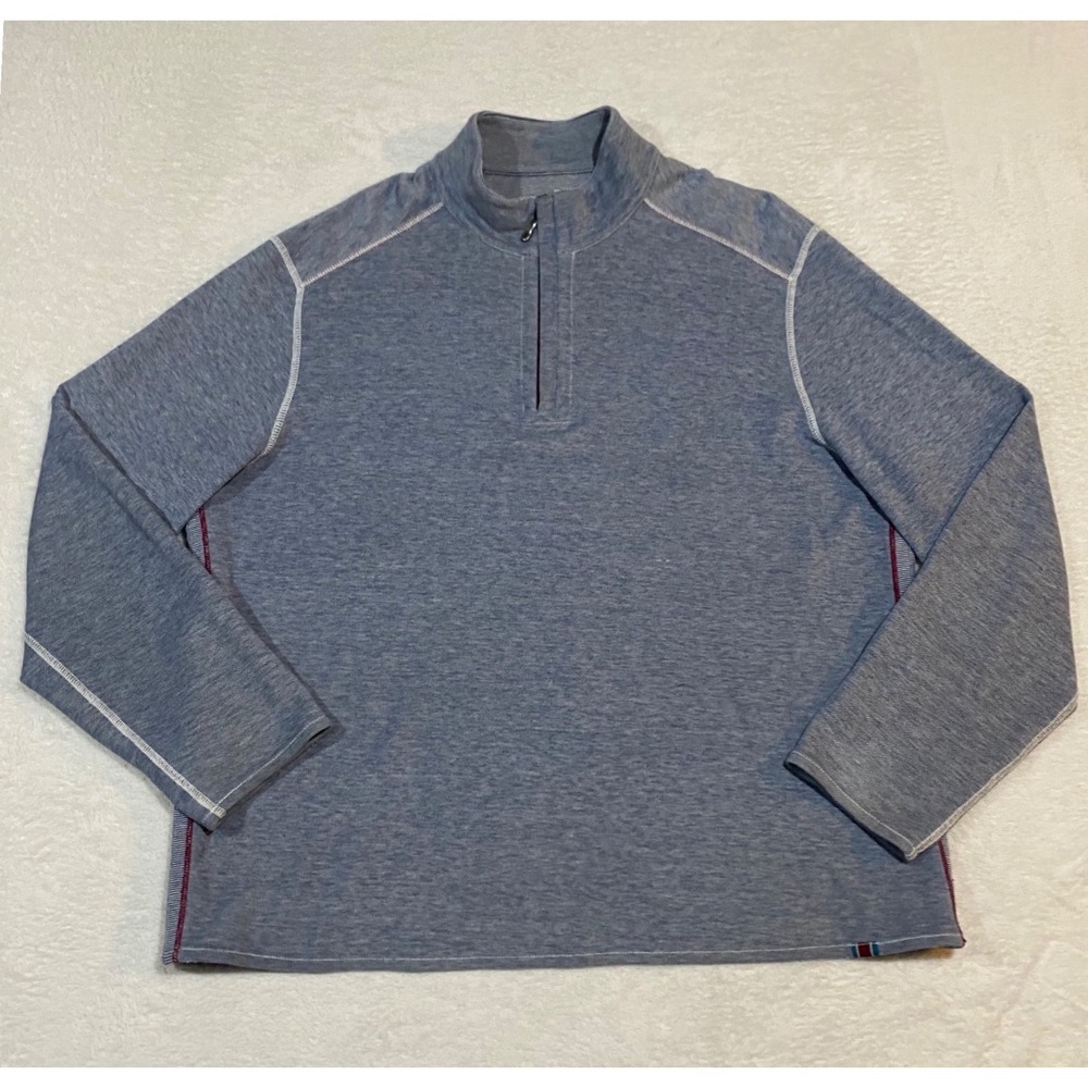 Tommy Bahama Mens Blue Knit Quarter Zip Pullover Sweater Long Sleeve NO SIZE TAG